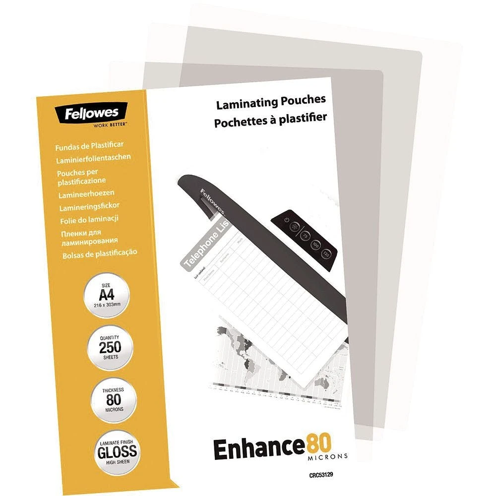 Null Fellowes® A4 Glänzende Laminierfolie 80 Mikron/5312903 A4 Inh. 250 Stk 3 Null Fellowes® A4 Glänzende Laminierfolie 80 Mikron/5312903 A4 Inh. 250 Stk
