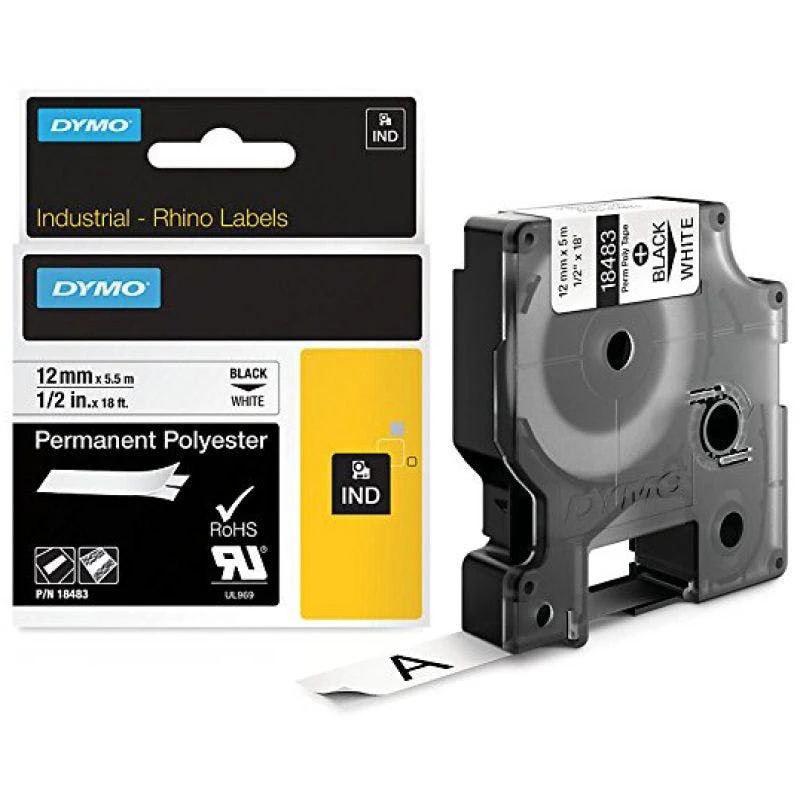 Null DYMO RHINO Polyester-Schriftband Schwarz/weiß, 9 Mm X 5,5 M 3 Null DYMO RHINO Polyester-Schriftband Schwarz/weiß, 9 Mm X 5,5 M