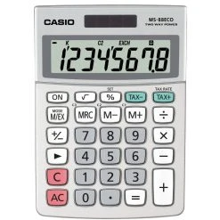 Null CASIO Tischrechner MS-88ECO-W-EH 10x14cm 8stellig Silbergrau
