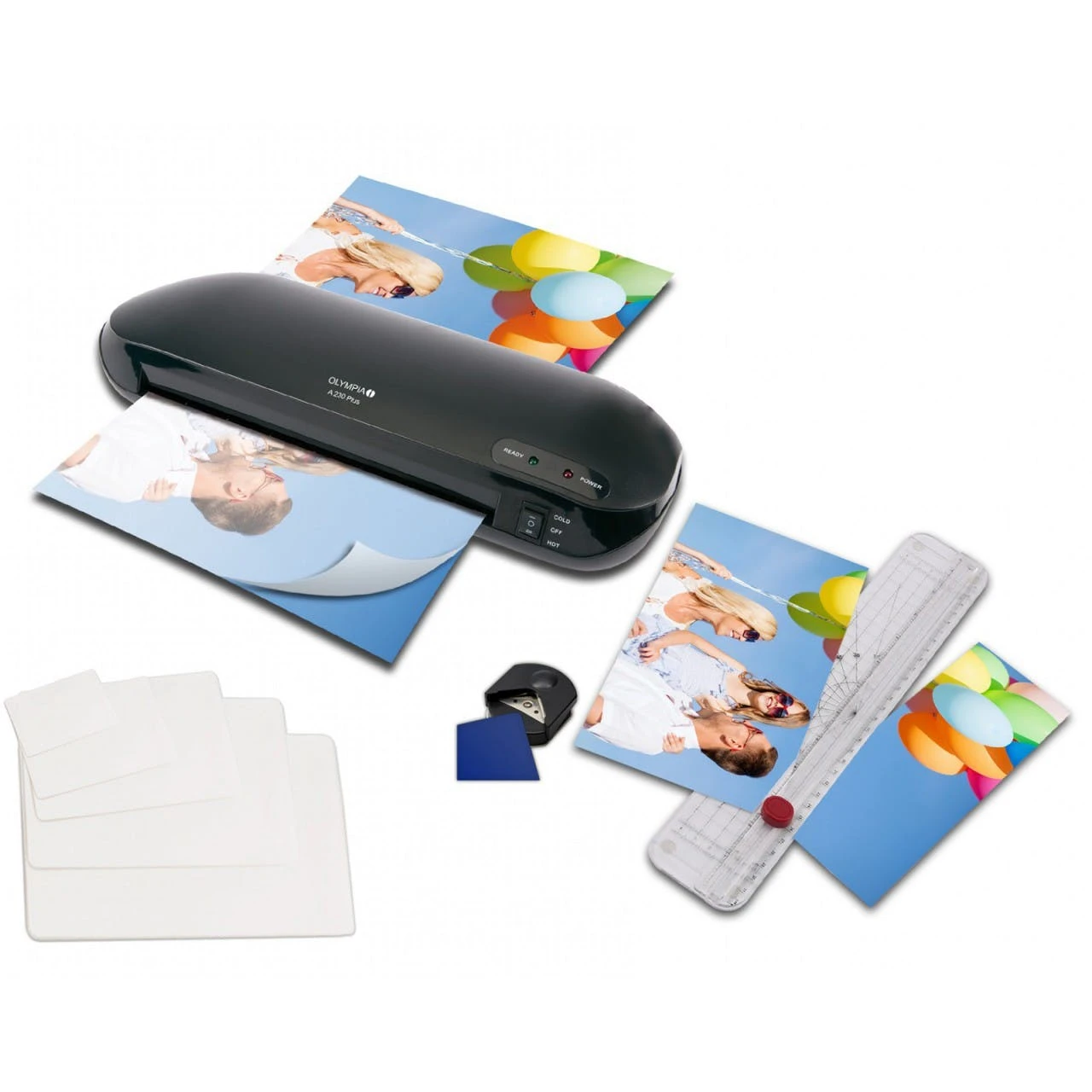 Null OLYMPIA A 230 Plus 4-in-1 Premium Laminierset Mit Trimmer, Eckenrunder, Bis DIN A4, 15 Gemischte Folien 3 Null OLYMPIA A 230 Plus 4-in-1 Premium Laminierset Mit Trimmer, Eckenrunder, Bis DIN A4, 15 Gemischte Folien